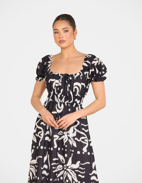 Yana Puff Sleeve Midi Dress